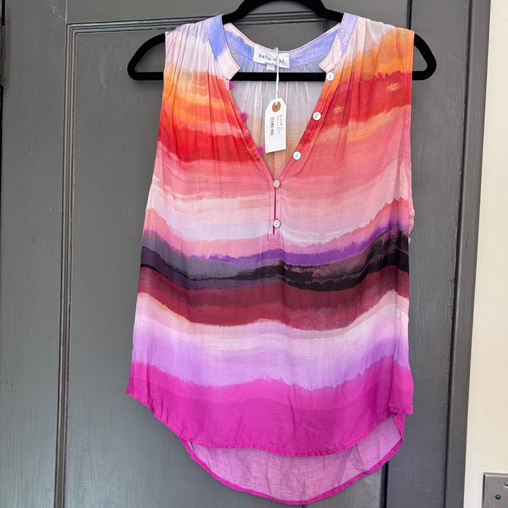 Bella Dahl Women's Sunset Striped Button Tank